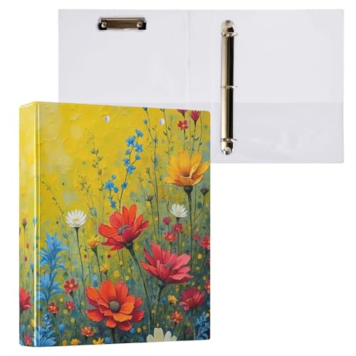 Blumenfeld, gelbes Klemmbrettbuch mit 3 Ringen, mit Klemmbrett, Aktenordner für Schule und Bürobedarf, 2 Stück Blumenfeld, gelbes Klemmbrettbuch mit 3 Ringen, mit Klemmbrett, Aktenordner für Schule und Bürobedarf, 2 Stück von ODAWA