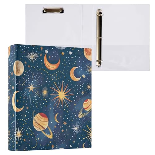 Bunte Sterne, Monde, Planeten, Drei-Ringbuch für Briefgröße (21,6 x 27,9 cm), 1 Packung von ODAWA