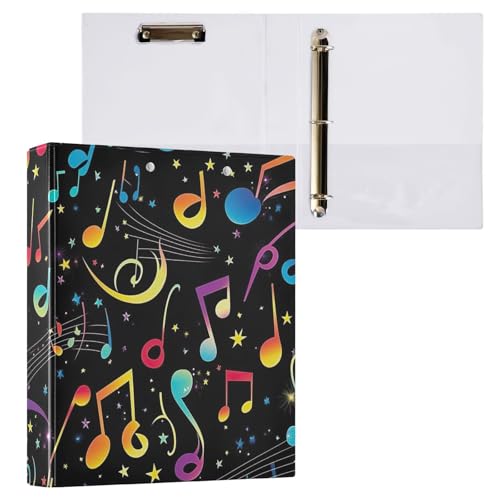 Bunter Klemmbrett mit Musiknoten und Sternen, 3-Ringbinder, für 200 Blatt, Schwarz, 2 Stück Bunter Klemmbrett mit Musiknoten und Sternen, 3-Ringbinder, für 200 Blatt, Schwarz, 2 Stück von ODAWA