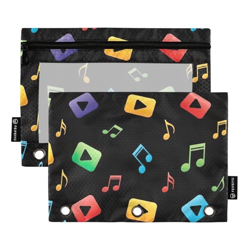 Bunter Ordner mit Musiknoten, Schwarz, 2 Stück, 3-Ringbuch-Tasche mit verstärkten Ösen Bunter Ordner mit Musiknoten, Schwarz, 2 Stück, 3-Ringbuch-Tasche mit verstärkten Ösen von ODAWA