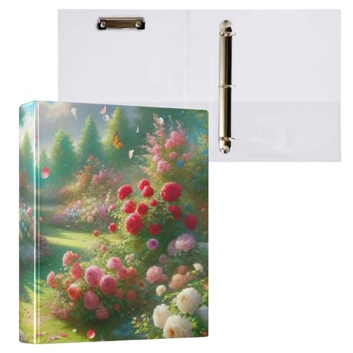 Butterfly Garden Path Green Binder Klemmbrett 3 runde Ringe Ordner Aktenordner für Schule und Bürobedarf, 1 Packung von ODAWA