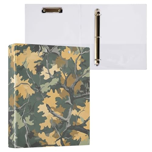 Camouflage mit Blättern, Zweigen, Klemmbrett, 3 runde Ringe, Ordner, Aktenordner für Schule und Bürobedarf, 1 Packung von ODAWA