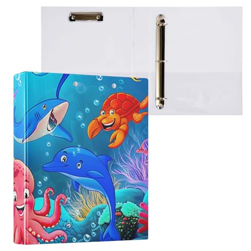 Cartoon Octo Party Hut Binder Klemmbrett 3-Ring-Ordner hält 200 Blatt Aktenordner für Schule und Bürobedarf, 2 Stück von ODAWA