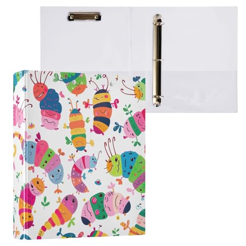 Cute Caterpillar Bunte 3-Ring-Klemmbrett mit Klemmbrett, Aktenordner für Bürobedarf, 1 Packung Cute Caterpillar Bunte 3-Ring-Klemmbrett mit Klemmbrett, Aktenordner für Bürobedarf, 1 Packung von ODAWA