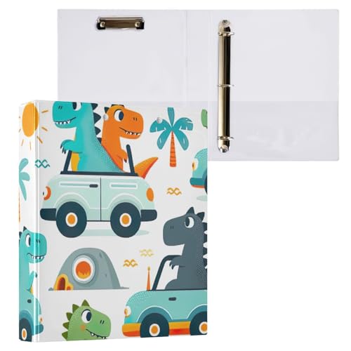Cute Dino Cars Binder Klemmbrett 3-Ringbinder, Aktenordner für Bürobedarf, 2 Stück Cute Dino Cars Binder Klemmbrett 3-Ringbinder, Aktenordner für Bürobedarf, 2 Stück von ODAWA