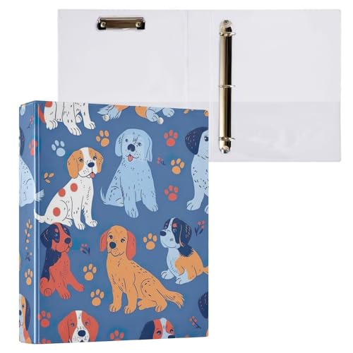 Cute Dogs Klemmbrett, runde Ringe, Ordner, Aktenordner für Bürobedarf, 2 Stück von ODAWA