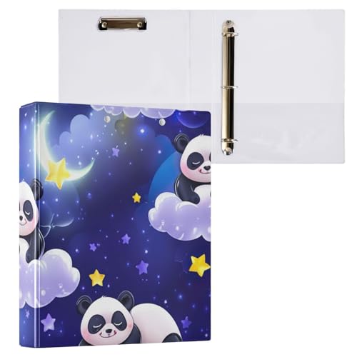 Cute Pandas Klemmbrett mit 3 runden Ringen, Ordner für Schule und Büro, 1 Stück von ODAWA