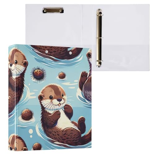Cute Sea Otters Klemmbrett mit drei Ringbüchern, Ordner mit Profil-Klemmbrett, 2,5 cm, runde Ringe, Ordner, Organizer, 2 Stück Cute Sea Otters Klemmbrett mit drei Ringbüchern, Ordner mit Profil-Klemmbrett, 2,5 cm, runde Ringe, Ordner, Organizer, 2 Stück von ODAWA
