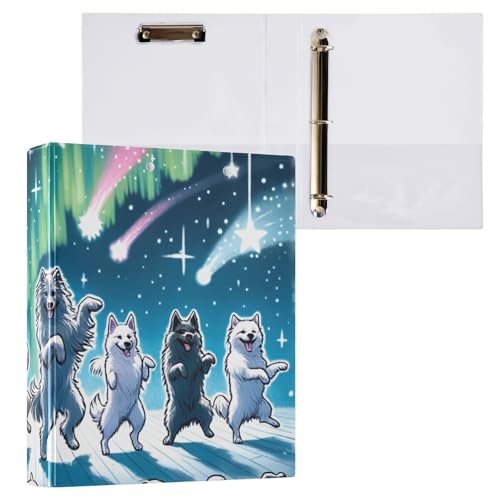 Dancing Dogs Nordlichter-Klemmbrett mit drei Ringen, Aktenordner für Schule und Büro, 2 Stück Dancing Dogs Nordlichter-Klemmbrett mit drei Ringen, Aktenordner für Schule und Büro, 2 Stück von ODAWA