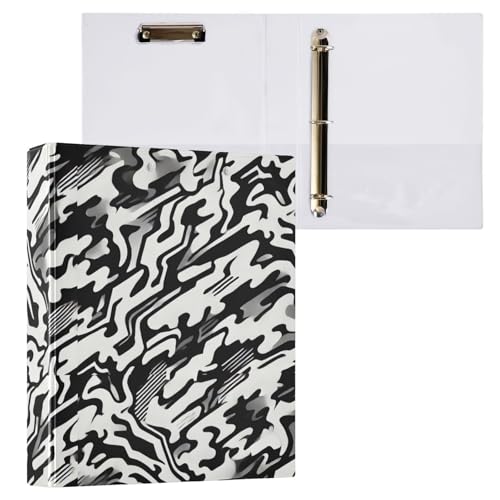 Drei-Ringbuchordner mit Profil-Klemmbrett (21,6 x 27,9 cm), Camouflage, Schwarz, 1 Packung von ODAWA
