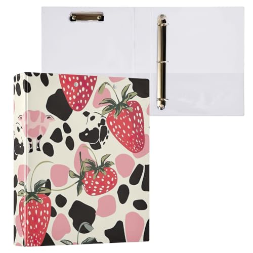 Erdbeere Kuh Creme Binder Klemmbrett 3-Ring-Binders Hält 200 Blatt, 1 Pack von ODAWA