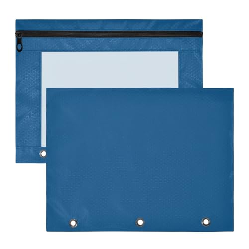 Federmäppchen für Kinder, 3 Löcher, 3 verstärkte Ösen, 31 x 24 cm, Marineblau, 2 Stück Federmäppchen für Kinder, 3 Löcher, 3 verstärkte Ösen, 31 x 24 cm, Marineblau, 2 Stück von ODAWA