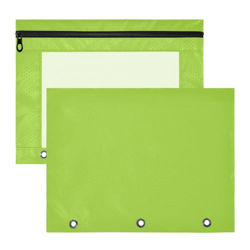 Federmäppchen für Kinder, 3 Löcher, A4, Reißverschlussbeutel zur Organisation der Aufbewahrung, 31 x 24 cm, Gelb / Grün, 2 Stück von ODAWA