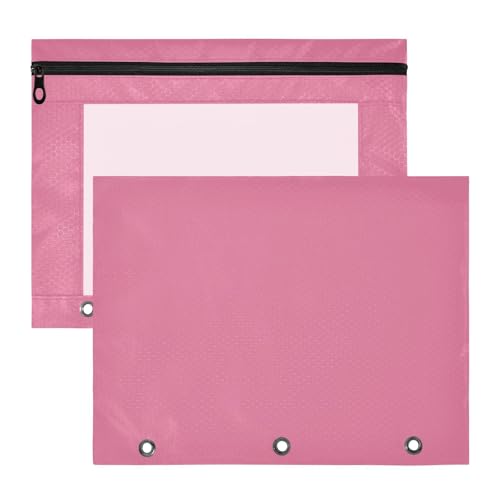 Federmäppchen für Mädchen, 3 Löcher, A4, Reißverschluss, 31 x 24 cm, Hellviolett-Rot, 2 Stück von ODAWA