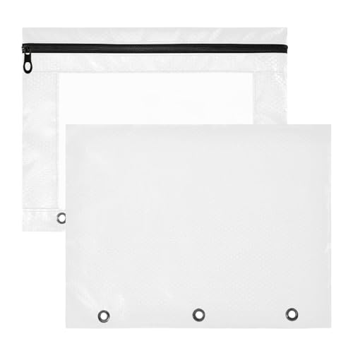 Federmäppchen für Mädchen, 3 Löcher, für Schule, Klasse, Büro, Organizer, 31 x 24 cm, Weiß Rauchfarben, 2 Stück von ODAWA