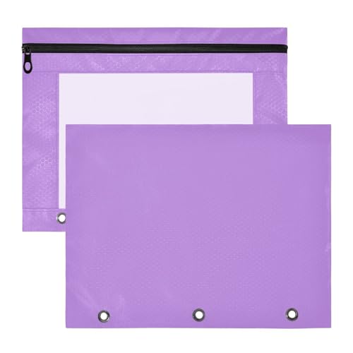 Federmäppchen mit 3 Löchern, Lavendel, A4, mit Reißverschluss, zur Organisation der Aufbewahrung, 2 Stück, 31 x 24 cm von ODAWA