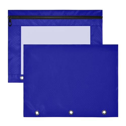 Federmäppchen mit 3 Löchern, dunkelblau, mit glattem Reißverschluss, 2 Stück, 31 x 24 cm von ODAWA