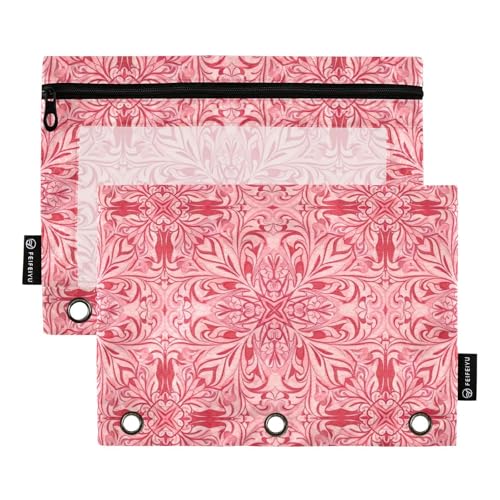 Federmäppchen mit Blumenblattmotiv, 2 Stück, 3 Ringbücher, Reißverschluss, Federmäppchen, Kosmetiktasche Federmäppchen mit Blumenblattmotiv, 2 Stück, 3 Ringbücher, Reißverschluss, Federmäppchen, Kosmetiktasche von ODAWA