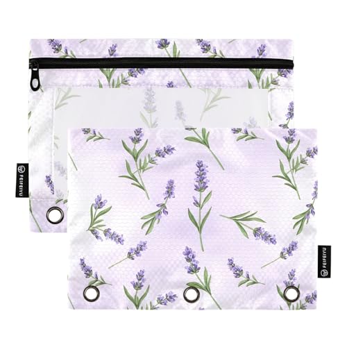 Federmäppchen mit Lavendelblüten und grünen Blättern, 2 Stück, 3-Ringbuch, Federmäppchen mit großem Fassungsvermögen Federmäppchen mit Lavendelblüten und grünen Blättern, 2 Stück, 3-Ringbuch, Federmäppchen mit großem Fassungsvermögen von ODAWA