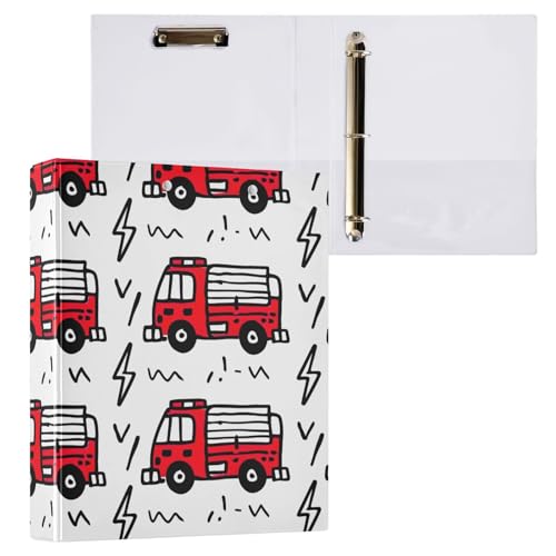 Firetrucks Klemmbrett, 3-Ringbuch mit Klemmbrett (21,6 x 27,9 cm), Rot, 2 Stück von ODAWA
