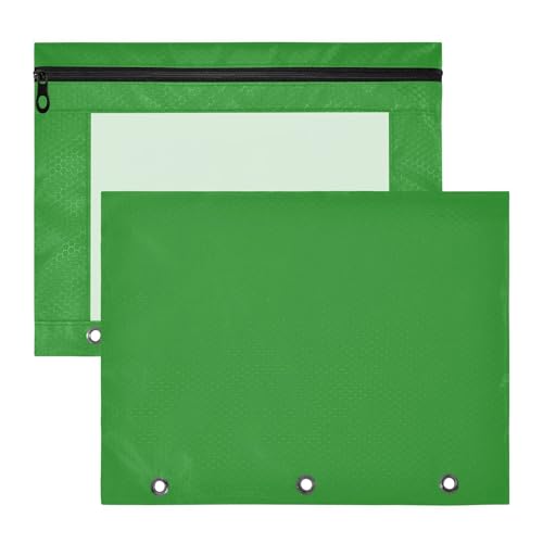 Forestgrünes Federmäppchen mit großem Fassungsvermögen, 3-Ringbuch, Federmäppchen mit glattem Reißverschluss, 2 Stück von ODAWA