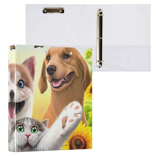 Funny Cute Cats Dogs Klemmbrett Binder 3 Ringbücher Aktenordner für Schule und Bürobedarf, 2 Stück Funny Cute Cats Dogs Klemmbrett Binder 3 Ringbücher Aktenordner für Schule und Bürobedarf, 2 Stück von ODAWA