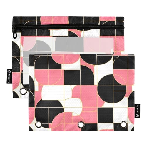 Geometrischer Ordner mit 3 Löchern, mit verstärkten Ösen, für Klassenzimmer, Schule, Lehrerbedarf, Rosa, 2 Stück von ODAWA