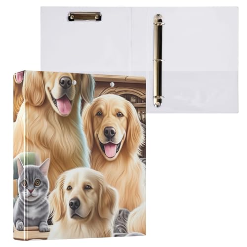 Golden Retrievers Klemmbrettbuch mit 3 Ringbüchern, 2,5 cm, für Briefgröße (21,6 x 27,9 cm), 2 Stück von ODAWA