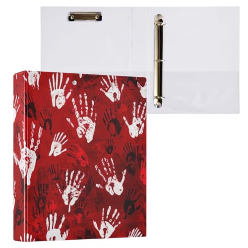 Halloween Handabdrücke rotes Klemmbrett mit drei Ringbüchern, Aktenordner für Bürobedarf, 2 Stück Halloween Handabdrücke rotes Klemmbrett mit drei Ringbüchern, Aktenordner für Bürobedarf, 2 Stück von ODAWA