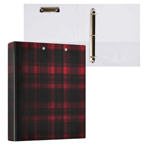 Klemmbrett, klassisch, kariert, rot, rund, 3-Ring-Ordner, Aktenordner für Schule und Bürobedarf, 1 Packung von ODAWA