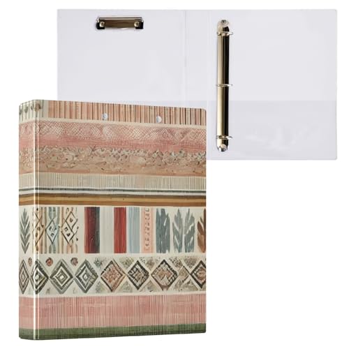 Klemmbrett im Boho-Stil, Vintage-Streifen, runde Ringe, 2,5 cm, Organizer für Briefgröße (21,6 x 27,9 cm), 1 Packung von ODAWA