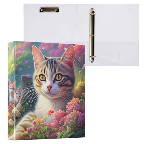 Klemmbrett mit 3 Ringbüchern für Katzen, Garten, Blumen, 2,5 cm, für Briefgröße (21,6 x 27,9 cm), 2 Stück von ODAWA