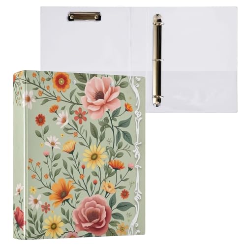 Klemmbrett mit 3 Ringen, Blumenmuster, für Schule und Büro, Rot, 1 Stück von ODAWA