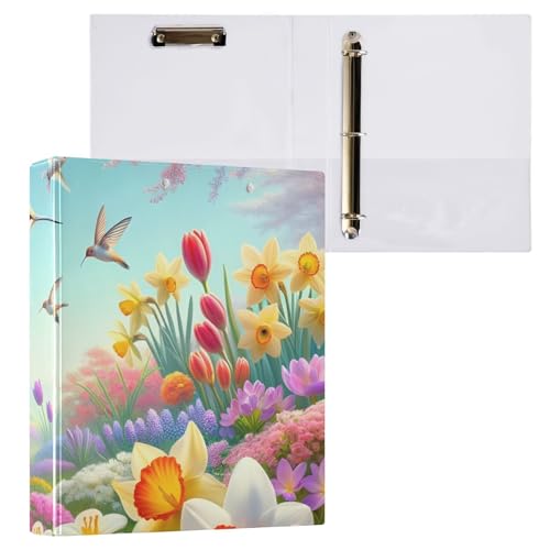 Klemmbrett mit 3 Ringen, Frühlingsblumen, Vögel, Organizer für Schule und Büro, 1 Stück Klemmbrett mit 3 Ringen, Frühlingsblumen, Vögel, Organizer für Schule und Büro, 1 Stück von ODAWA