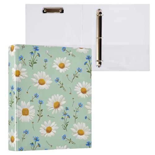 Klemmbrett mit 3 Ringen, Gänseblümchen, Grün, für Schule und Büro, 2 Stück von ODAWA