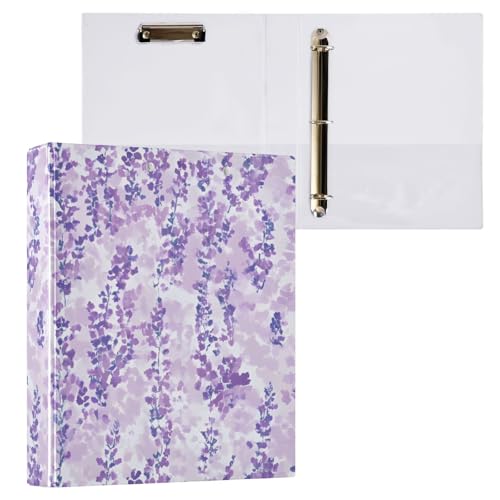 Klemmbrett mit 3 Ringen, Lavendel-Blumenmuster, mit Klemmbrett, Aktenordner für Bürobedarf, 2 Stück von ODAWA