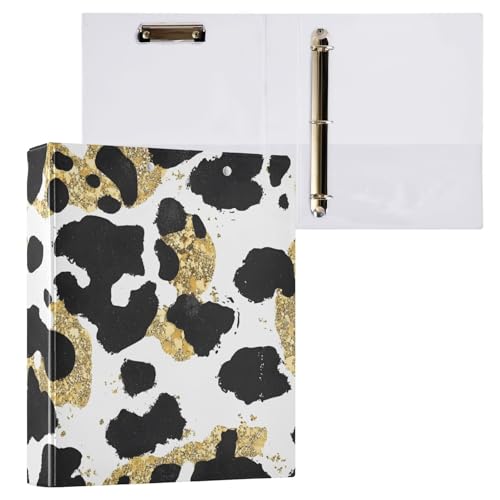 Klemmbrett mit 3 Ringen, Leopardenmuster, Schwarz, für 200 Blatt (21,6 x 27,9 cm), 1 Packung von ODAWA