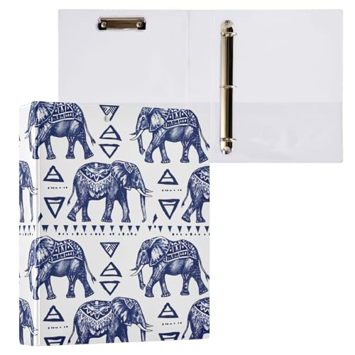 Klemmbrett mit 3 Ringen, Tribal Elefanten, Blau, 2 Stück von ODAWA