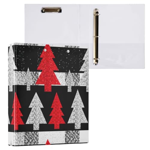 Klemmbrett mit 3 Ringen, Weihnachtsbäume, mit Klemmbrett, Aktenordner für Bürobedarf, Schwarz, 2 Stück Klemmbrett mit 3 Ringen, Weihnachtsbäume, mit Klemmbrett, Aktenordner für Bürobedarf, Schwarz, 2 Stück von ODAWA