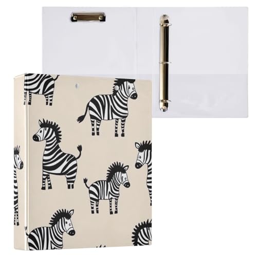 Klemmbrett mit 3 Ringen, Zebrastreifen, Beige, 2,5 cm, für Briefgröße (21,6 x 27,9 cm), 2 Stück von ODAWA