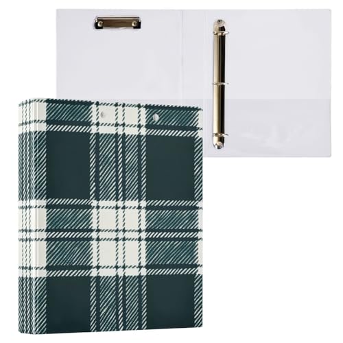 Klemmbrett mit 3 Ringen, dunkelgrün, kariert, Ordner mit Profil, Klemmbrett, 2,5 cm, Organizer für Briefgröße (21,6 x 27,9 cm), 1 Packung von ODAWA