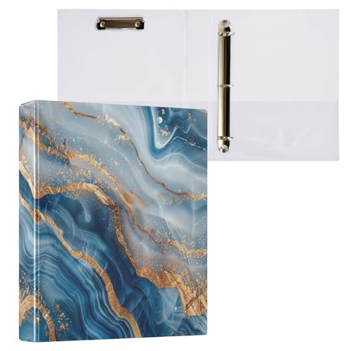 Klemmbrett mit 3 runden Ringen, Blau / Gold, Marmor, Ordner für Schule und Büro, 2 Stück Klemmbrett mit 3 runden Ringen, Blau / Gold, Marmor, Ordner für Schule und Büro, 2 Stück von ODAWA