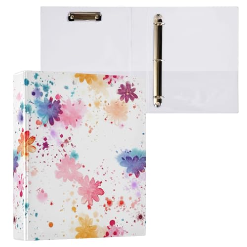 Klemmbrett mit Aquarell-Blumen, 3-Ringbücher für Papier, 2,5 cm, runde Ringe, Ordner, Organizer, 2 Stück Klemmbrett mit Aquarell-Blumen, 3-Ringbücher für Papier, 2,5 cm, runde Ringe, Ordner, Organizer, 2 Stück von ODAWA
