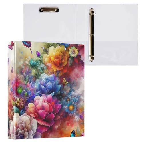 Klemmbrett mit Aquarell-Blumen, Schmetterlingen, 3 Ringbüchern für Briefgröße, Papierbinder für Schule und Büro, 1 Stück Klemmbrett mit Aquarell-Blumen, Schmetterlingen, 3 Ringbüchern für Briefgröße, Papierbinder für Schule und Büro, 1 Stück von ODAWA