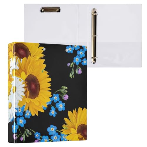 Klemmbrett mit Blumenmotiv und Sonnenblumen, 3 Ringbücher mit Klemmbrett, Aktenordner für Schule und Büro, 1 Stück Klemmbrett mit Blumenmotiv und Sonnenblumen, 3 Ringbücher mit Klemmbrett, Aktenordner für Schule und Büro, 1 Stück von ODAWA