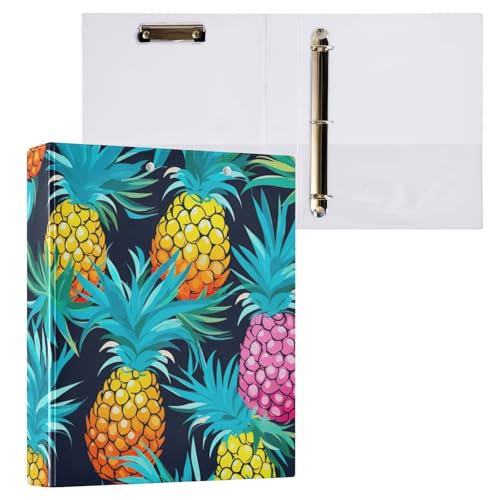 Klemmbrett mit Blumenmotiv und tropischem Ananas-Design, 3-Ringbuch, hält 200 Blatt, Ordner für Schule und Büro, 2 Stück Klemmbrett mit Blumenmotiv und tropischem Ananas-Design, 3-Ringbuch, hält 200 Blatt, Ordner für Schule und Büro, 2 Stück von ODAWA