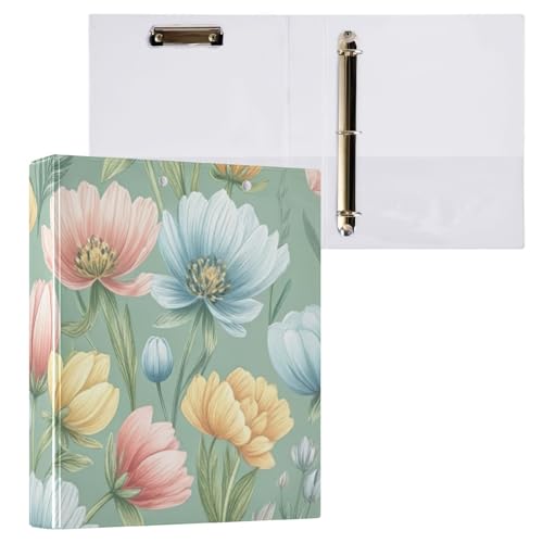 Klemmbrett mit Blumenmuster, Tulpen, grün, runde Ringe, Organizer für Schule und Büro, 1 Stück Klemmbrett mit Blumenmuster, Tulpen, grün, runde Ringe, Organizer für Schule und Büro, 1 Stück von ODAWA