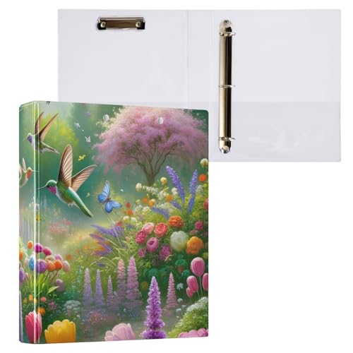 Klemmbrett mit Blumenmuster, rund, 3-Ringordner, 2,5 cm, für Briefgröße (21,6 x 27,9 cm), 2 Stück von ODAWA
