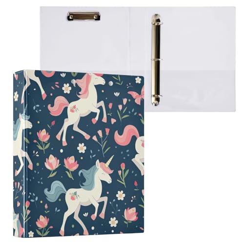 Klemmbrett mit Einhorn-Schmetterlingen, rund, 3-Ring-Ordner für Briefgröße (21,6 x 27,9 cm), 1 Packung von ODAWA
