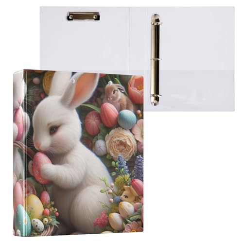 Klemmbrett mit Osterhasen und Eiern, rund, 3-Ring-Ordner, Aktenordner für Schule und Büro, 1 Packung von ODAWA
